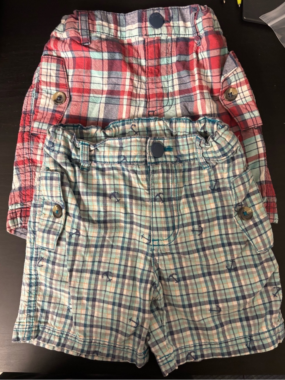 Cherokee Plaid Kids Shorts in Red and Green